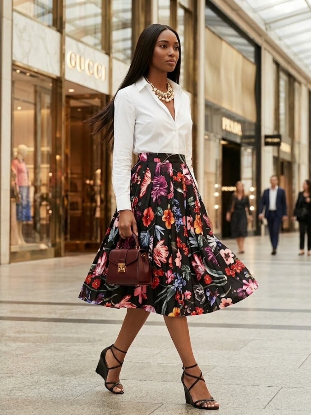 J CREW NWT Pleated Purple Pink & Red Floral Skirt – Size 6 Medium